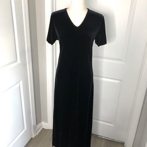 Vintage Y2K Black Velour Maxi Dress